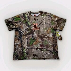 Bucked Up Men's XL RealTree APG Camo Short Sleeve T-Shirt Hunting Deer Logo NWT